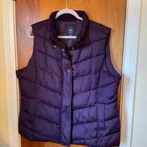 GAP Full Zip Dark Plum Sleeveless Puffer Vest Women’s Sz XXL Pockets